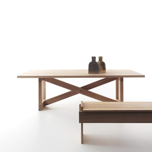 Moderner Tisch - ODE - LANDO - Hartglas / Marmor / Gestell aus Massivholz