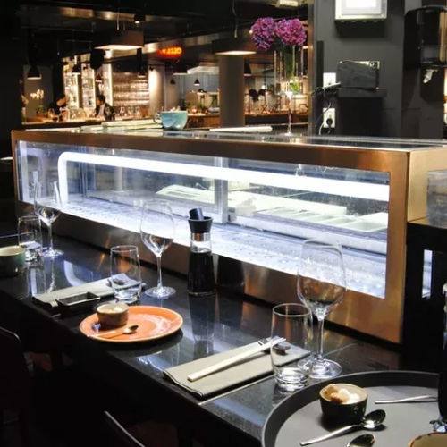 Verkaufskühlvitrine - SMARTICE - für Restaurants / Edelstahl / mit Schiebetür