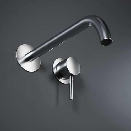 Einhebelmischer für Waschtisch - R377-S - NEILUR - für Handwaschbecken / wandmontiert / gebürsteter Edelstahl