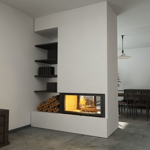 Holzkamin - Minimal 105 - REGALFIRE S.A - Einbau / für Wandmontage / doppelseitig