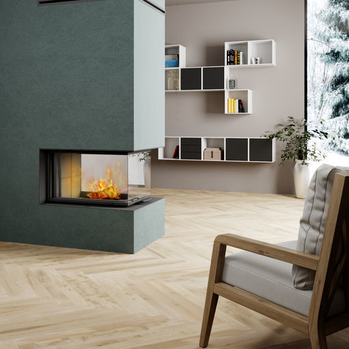 Holzkamin - architectural PI LONG 80 - REGALFIRE S.A - Einbau / bodenstehend / mit 3 Sichtseiten