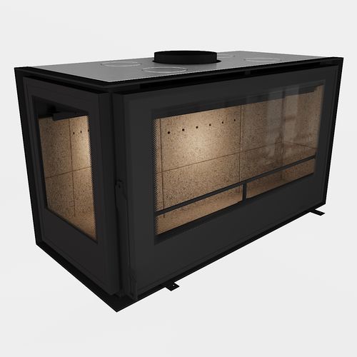 Holzkamin - Design 90-55 L/R - REGALFIRE S.A - Ecken / geschlossene Feuerstelle / Glas