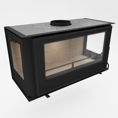 Holzkamin - Design 90-55 Pi - REGALFIRE S.A - mit 3 Sichtseiten / Einseitig / geschlossene Feuerstelle