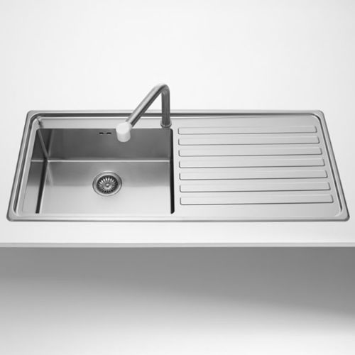 Einbeckenspüle - radius 12 LFPS 587 series - ALPES-INOX - mit Abtropffläche / Edelstahl / einbaufähig