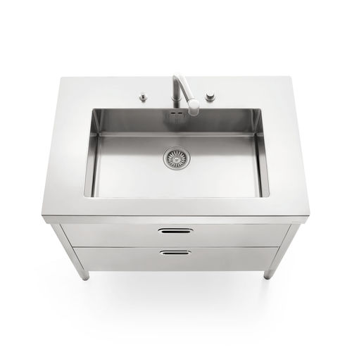 Edelstahl-Spülbeckenunterschrank - L100/90/1 - ALPES-INOX - freistehend