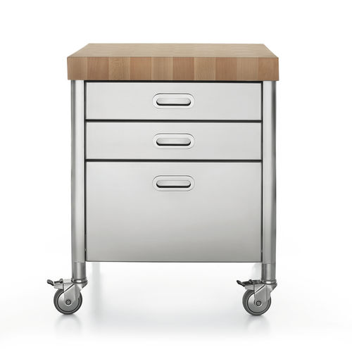 Massivholzwagen - 70C-CARRELLO-3 - ALPES-INOX - geöltes Holz / Edelstahl