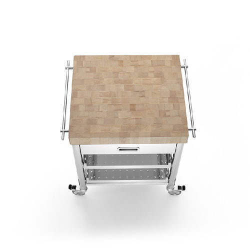 Massivholzwagen - 70C-CARRELLO-1 - ALPES-INOX - geöltes Holz / Edelstahl