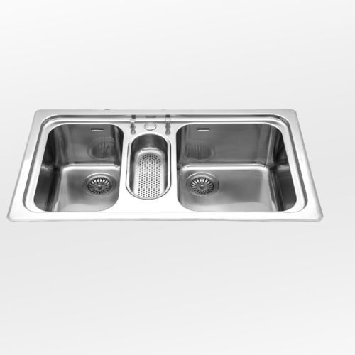 Dreifach-Spüle - radius 60 - ALPES-INOX - ohne Abtropffläche / Edelstahl / Monoblock