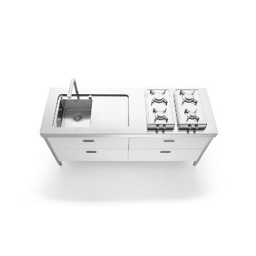 Edelstahl-Küche - LC190-C90+C90/2 - ALPES-INOX - modern / Kochinsel / mit integriertem Griff