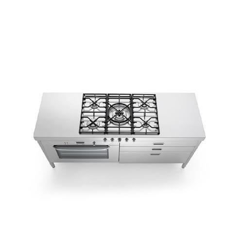 Gasherd - C190-F90+C90/1 - ALPES-INOX - elektrisch / mit 5 Kochfeldern / mit 1 Ofen