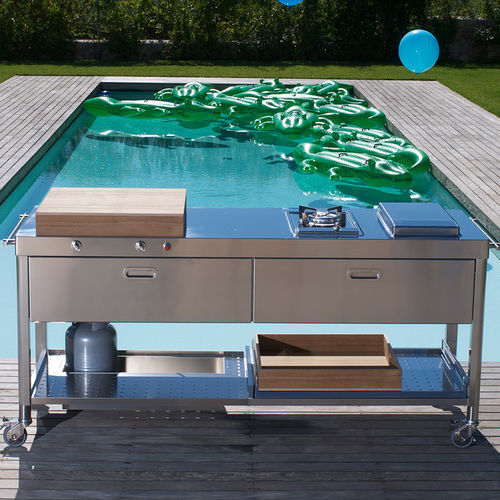 Outdoor-Küche - OUT190-C90+C90/2 - ALPES-INOX - modern / Edelstahl / Kochinsel