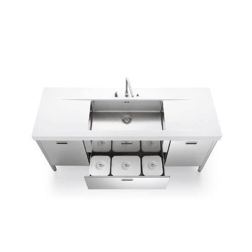 Edelstahl-Spülbeckenunterschrank - L190-A45+C90+A45/1 - ALPES-INOX - freistehend