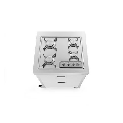 Gaskochfeld - C70-C60-ruote/1 - ALPES-INOX - mit 4 Kochfeldern / Einbau / mit Drehknöpfen