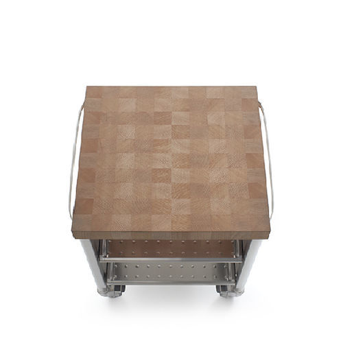 Massivholzwagen - 70C-CARRELLO-2 - ALPES-INOX - geöltes Holz / Edelstahl