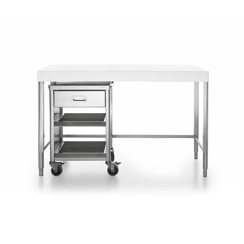 Unabhängiges Küchenelement - 130C-BANCO-1 - ALPES-INOX - freistehend / mit Rädern / mit Schublade