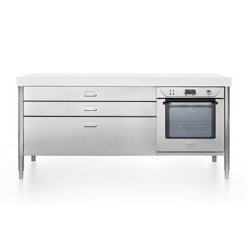 Unabhängiges Küchenelement - 190C-C120+F60/1 - ALPES-INOX - freistehend / Kochbereich vorn / mit Schublade