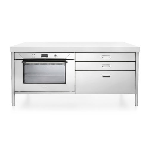 Unabhängiges Küchenelement - 190C-F90+C90/1 - ALPES-INOX - freistehend / Kochbereich vorn / mit Schublade
