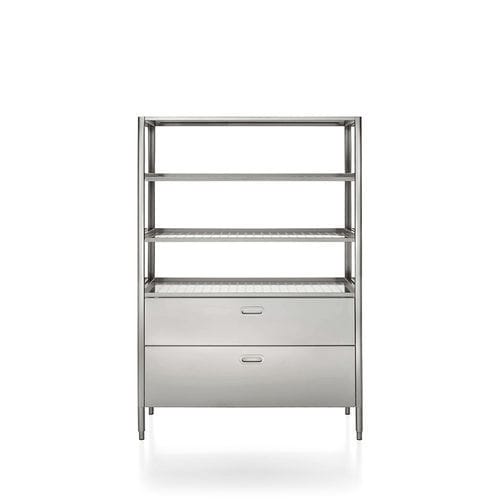Modernes Regal - 128/185 DISPENSA/3 - ALPES-INOX - Edelstahl / für Küchen / mit Schublade