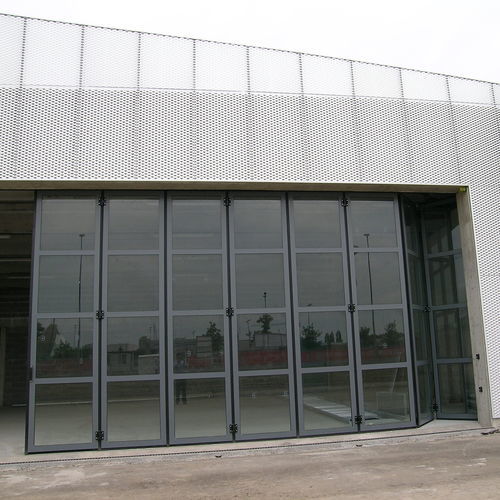 Industrie-Falttor - FOLDING GLASS - Moreschi Chiusure Industriali S.r.l. - Falthebe / Stahl / galvanisiertem Stahl