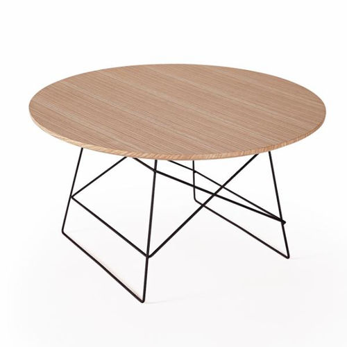 Moderner Couchtisch - Grids - INNOVATION LIVING - Eiche / Gestell aus Stahl / rund