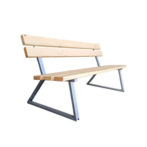 Moderne Bank für den öffentlichen Raum - PN094 - irollo - galvanisiertem Stahl / aus lackiertem Stahl / Kiefer