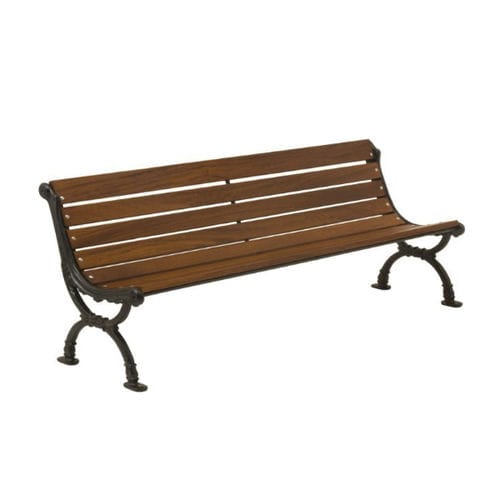 Klassische Bank für den öffentlichen Raum - PN016 - irollo - Gusseisen / galvanisiertes Eisen / Kiefer