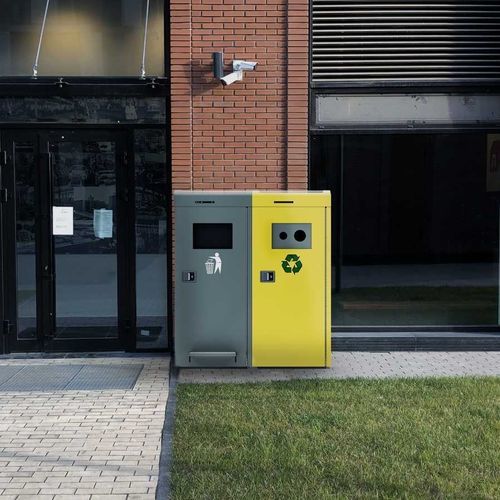 Containerform-Abfallbehälter - SCSS 2 - Binology - galvanisiertem Stahl / System / mit integriertem Aschenbecher