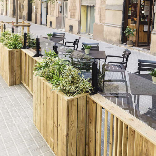 Holz-Pflanzkübel - J100A34PH40 - Hortalia - rechteckig / modulierbar / mit Windschutz