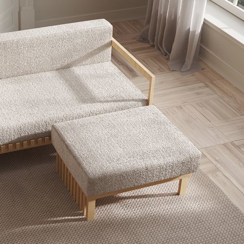 Ottomane / skandinavisches Design - EYJA - Laengsel - Stoff / Leder / rechteckig