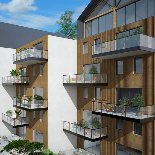 Aluminium-Geländer - KLAIR - Majuskule - Glasplatten / für Außenbereich / für Balkon