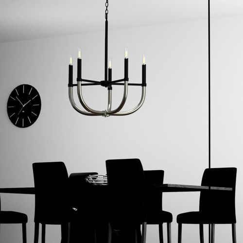 Moderner Kronleuchter - PHILOMENA - Ambiate Lighting - Nickel / 5 Glühbirnen / für Gewerbegebrauch