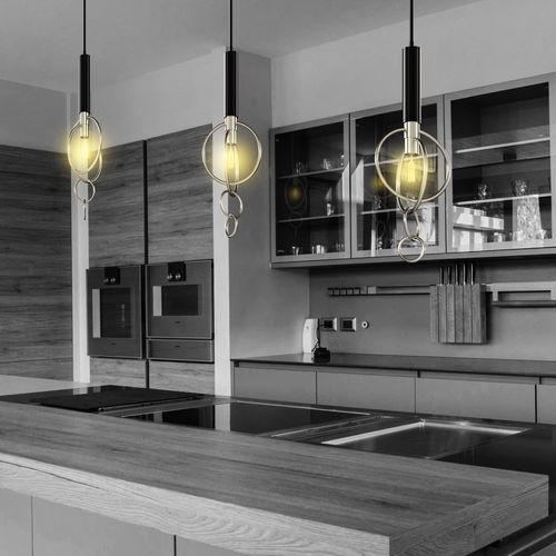 Hängelampe - TRAPEZIO - Ambiate Lighting - Nickel / modern / mit Kabel