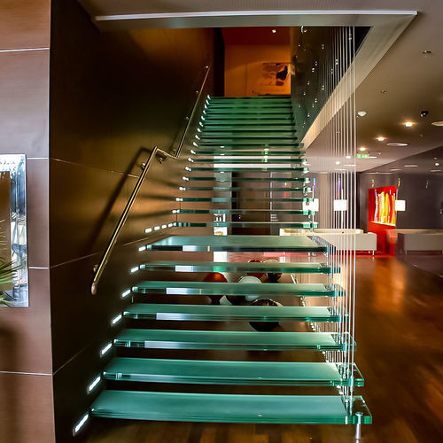 Wendeltreppe - Transparent Design SRL - Glasstufen / mit Edelstahlstruktur / mit Stahlstruktur