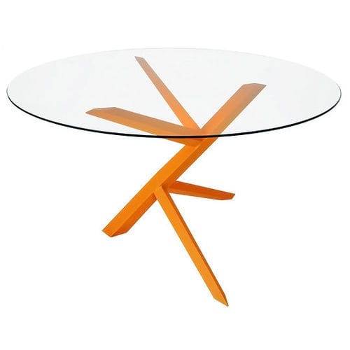 Moderner Tisch - GALHO - Sergio J. Matos - Glas / Gestell aus Aluminium / rund