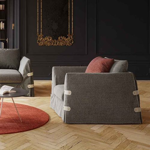 Moderner Sessel - Botton Up - LIU JO Living - Stoff / Holz / grau