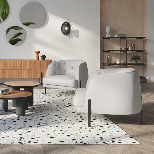 Chesterfield-Sessel - Caillou - LIU JO Living - Stoff / Holz / grau