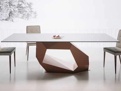 Moderner Tisch - Raw Diamond - LIU JO Living - lackiertes Glas / Keramik / Gestell aus Stahlblech