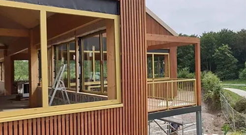 Holzfassade - PT-Touchwood - Akustik / Fertigbau / individuell gestaltbar