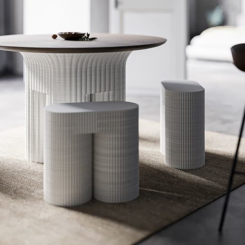 Moderner Hocker - GATHER - Model No. Furniture - Harz / Gestell aus Harz / weiß