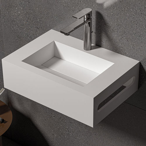 Wand-Waschbecken - ARIEL - ZENON SMART SOLID SURFACE - Mineralwerkstoff / mit integriertem Handtuchhalter / antibakteriell
