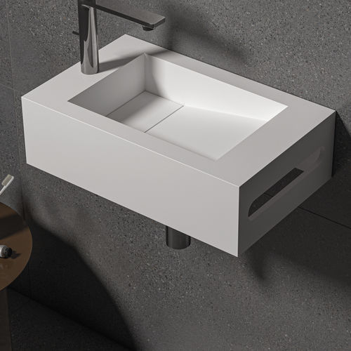 Wand-Waschbecken - UMBRIEL - ZENON SMART SOLID SURFACE - Mineralwerkstoff / mit integriertem Handtuchhalter / antibakteriell