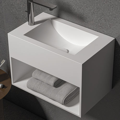 Wand-Waschbecken - DIONE MIDDLE - ZENON SMART SOLID SURFACE - Mineralwerkstoff / antibakteriell / mit Ablage