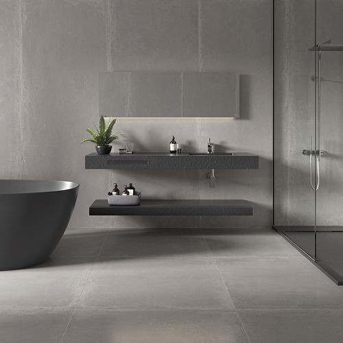 Eingebautes Waschbecken - AQUARIS - ZENON SMART SOLID SURFACE - Schiefer / mit integrierter Waschtischplatte / antibakteriell