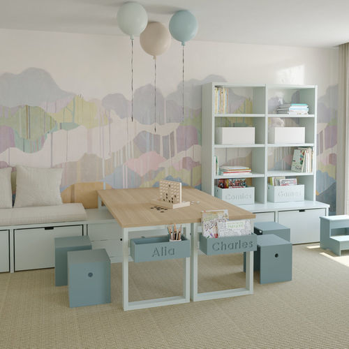 Moderner Hocker - CUBIC  - Muba Design - lackiertes Holz / Gestell aus lackiertem Holz / mit Kufengestell