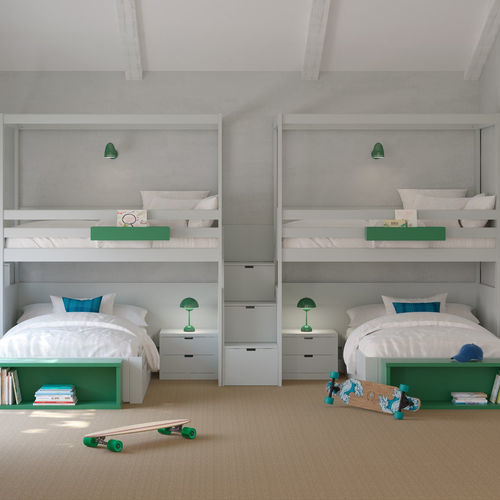 Moderner Nachttisch - Muba Design - lackiertes Holz / Gestell aus lackiertem Holz / rechteckig