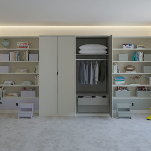 Minimalistischer Kleiderschrank - Muba Design - lackiertes Holz / mit Schwingtür / mit Schublade