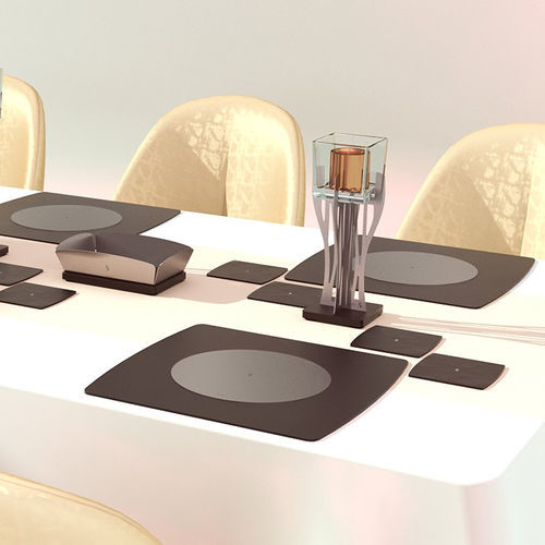 Methacrylat-Tischset - AAL Domino - Laserplanet - Edelstahl / modern