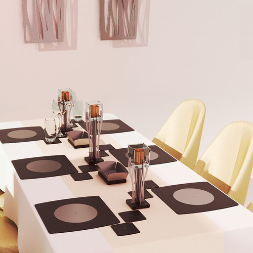 Methacrylat-Tischset - Area S Domino - Laserplanet - Edelstahl / modern