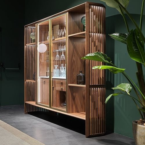 Moderner Barschrank - Tiziano - ANNIBALE COLOMBO - Nussbaum / mit Flügeltür / maßgefertigt