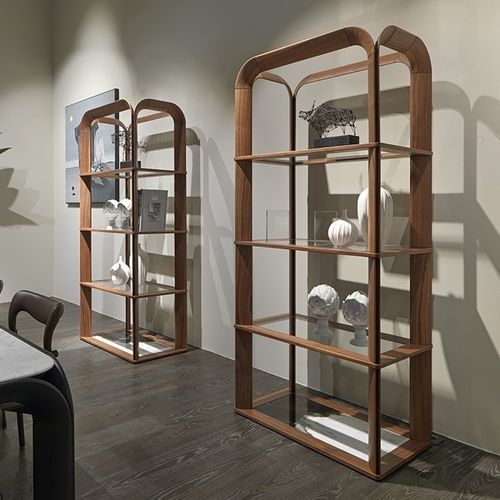 Modernes Regal - Ecuba - ANNIBALE COLOMBO - Nussbaum / Glas / Marmor